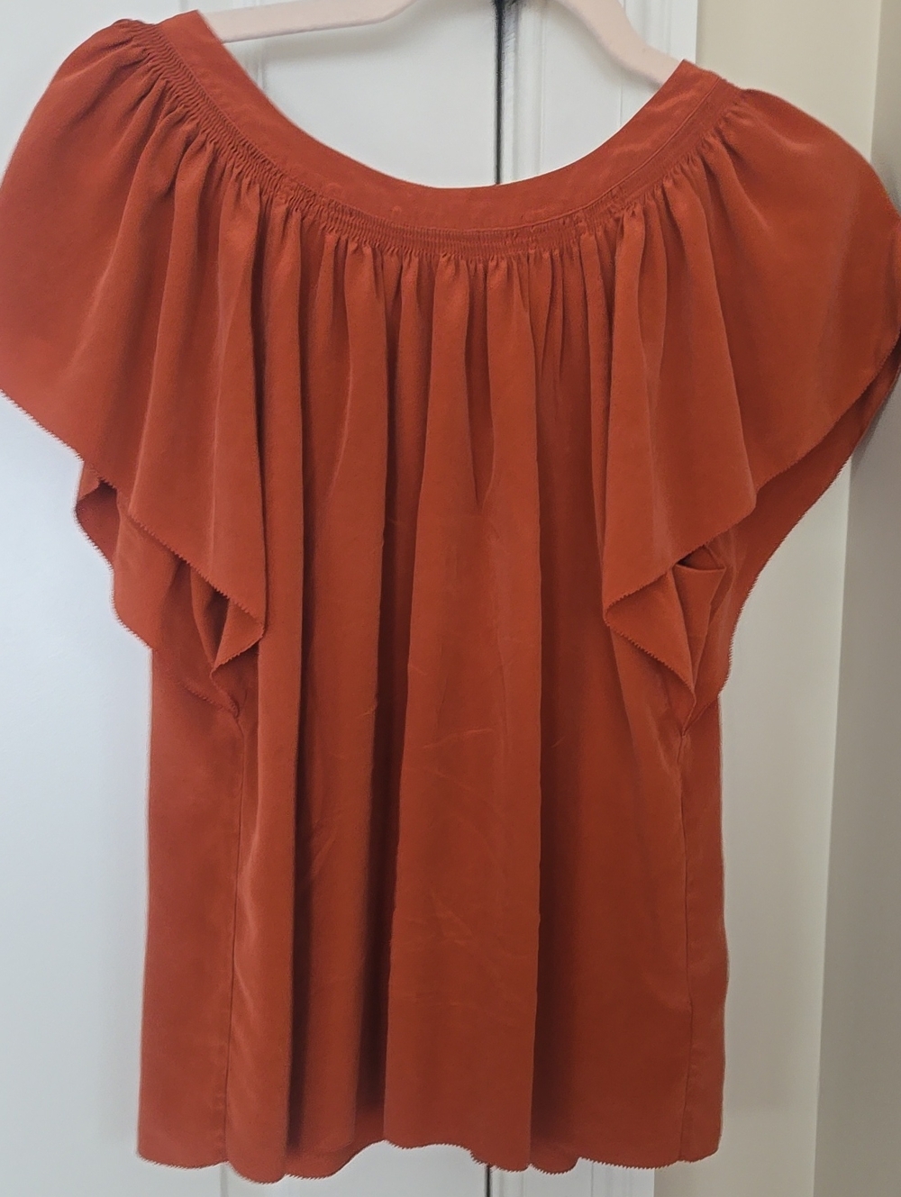 Rebecca Taylor Rust Orange Ruffle Sleeve Blouse